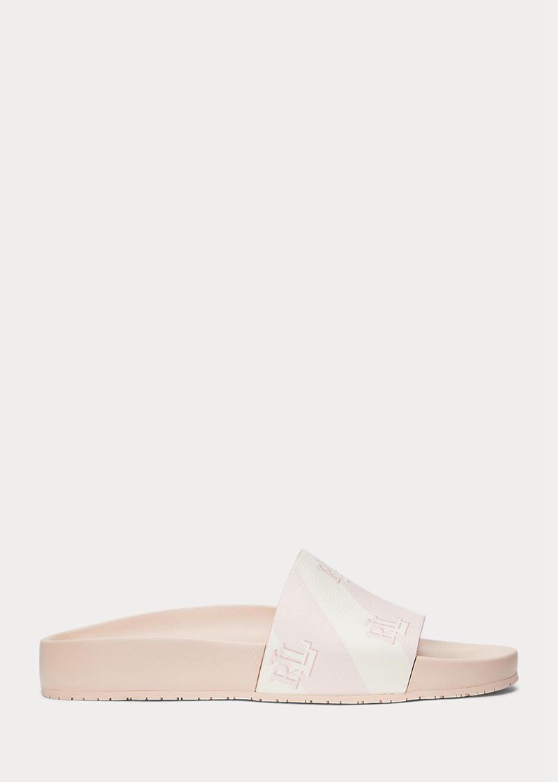 Sandały Lauren Damska Różowe Audrina Logo Faux-Leather Slide 481360-CDG